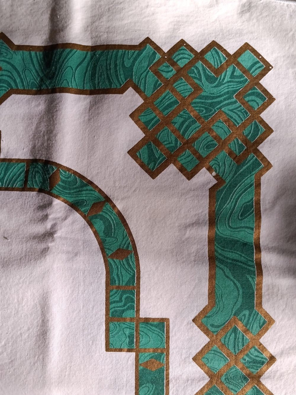 Vintage Dior White Gold And Green Cotton Fabric Printed Tablecloth.
